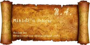 Miklós Adony névjegykártya